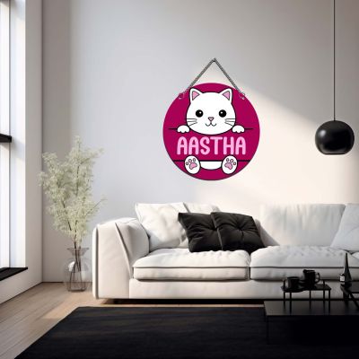 Personalized Cute Cat Theme Wall Hanging for Girls Bedroom and Study Room Nameplate for Door Home Decor Wall Art Decor Return Gift